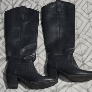Frye Black Leather Heeled Boots